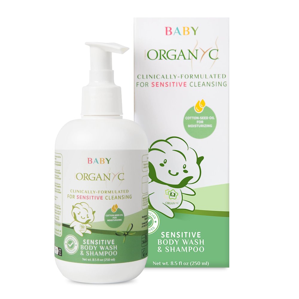 Organyc Baby Shampoo & Body Wash with Skin-Nurturing Cotton Seed Oil, Gentle Kids Body Wash, Naturally Formulated Baby Essentials, 8.5 fl oz
