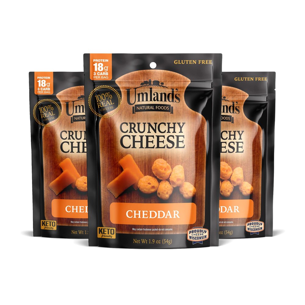 Umlands Crunchy Cheese Cheddar (31.9oz Bags) | 100% Real Wisconsin Cheese, Keto, Low-Carb, High-Protein, Gluten-Free, Shelf-Stable Snack