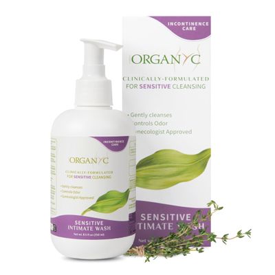 Organyc Feminine Wash for Incontinence, Gentle Intimate Wash for Women with Thyme Extract, Feminine Hygiene Supplies, 8.5 fl oz