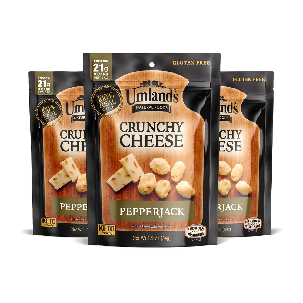 Umlands Crunchy Cheese Pepper Jack (31.9oz Bags) | 100% Real Wisconsin Cheese, Keto, Low-Carb, High-Protein, Gluten-Free, Shelf-Stable Snack