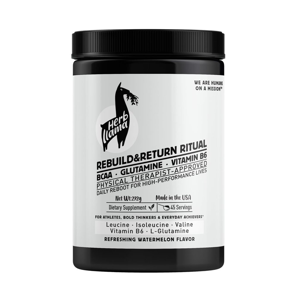 Herb Llama Rebuild & Return Ritual BCAA L-Glutamine Vitamin B6 | Physical TherapistFounded Non-GMO Gluten-Free Sugar-Free Refreshing Watermelon Flavor | 292g (45 Servings)