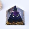 Orgone Pyramid with Amethyst Crystal Sphere, 1.969in Crystal Pyramid Energy Generator with Gold Flakes & Blue Glitter, 1pc Orgonite Crystal for Home Decor, Meditation & Spiritual Healing view 3