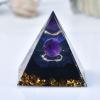 Orgone Pyramid with Amethyst Crystal Sphere, 1.969in Crystal Pyramid Energy Generator with Gold Flakes & Blue Glitter, 1pc Orgonite Crystal for Home Decor, Meditation & Spiritual Healing view 4