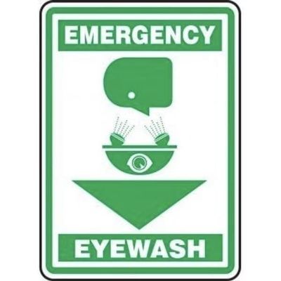 SAFETY SIGN EMERGENCY EYEWASH 14 in x 10 in, Mfr: MFSD565XL-A