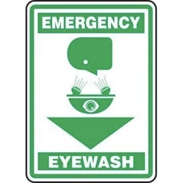 SAFETY SIGN EMERGENCY EYEWASH 14 in x 10 in, Mfr: MFSD565XL-A