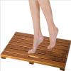 Luxury Indoor Bath Mat with Non Slip Feet, Natural Wood Waterproof Floor Mat Outdoor Slated Platform for Spa, Sauna, Bathroom(50x50cm/20x20in) view 1