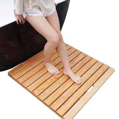 Non Slip Shower Bathtub Mat, Wooden Duckboard Bath Rectangular Mat, Slatted Drainage Matt - 30 40 50 60 70 80 90 100 110 120cm(50x50cm/20x20in)