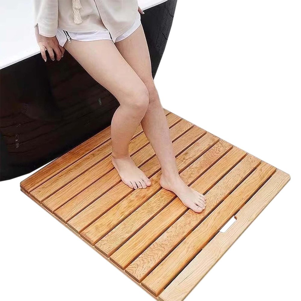 Non Slip Shower Bathtub Mat, Wooden Duckboard Bath Rectangular Mat, Slatted Drainage Matt - 30 40 50 60 70 80 90 100 110 120cm(50x50cm/20x20in)
