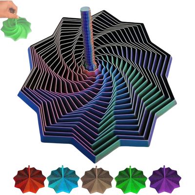 3D Printed Expanded Sensory Fidget Star, Expandable Fractal Fidget Hexagon with Handle, Honeycomb Whirling Spiral Design,2025 New Stress Relief Sensory Whirling Spiral with Handle (Dazzling Colors)