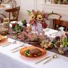 Rubtlamp 60Pcs Amber Plastic Plates - Brown Disposable Plates With Gold Rim, Clear Heavy-duty Party Plates, Hammered Plates Include 30 Dessert Platos, 30 Dinner Platos for Party view 4