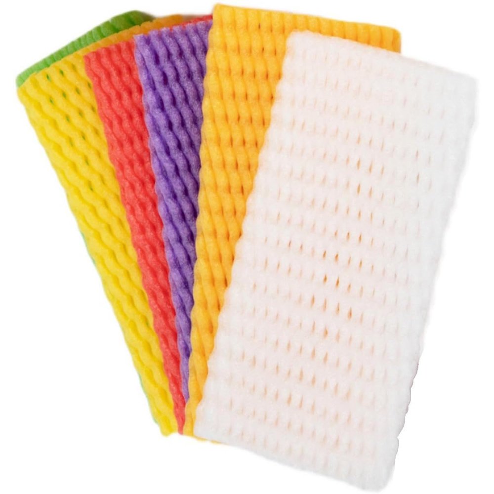 QUYWAZP Fruit Mesh Cover, 50pcs Color Shockproof Protective Vegetable Packaging Orange Kiwi Grape Anti-Squeeze Bag(Yellow)