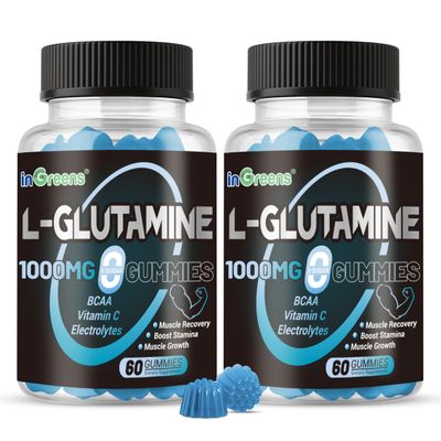 L-Glutamine Gummies 1000mg with BCAA, Potassium, Magnesium & Vitamin C, Muscle Recovery, Endurance Support & Daily Nutrition, Portable Supplement for MenWomen, Lime Grapefruit Flavor, 120 Count