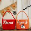 Personalized Hallowmas Gift Basket with Embroider Name Dolls Custom Red Trick or Treat Bag Customized Handmade Candy Bags for All Hallows Day Festival Activities Party Decorations view 3