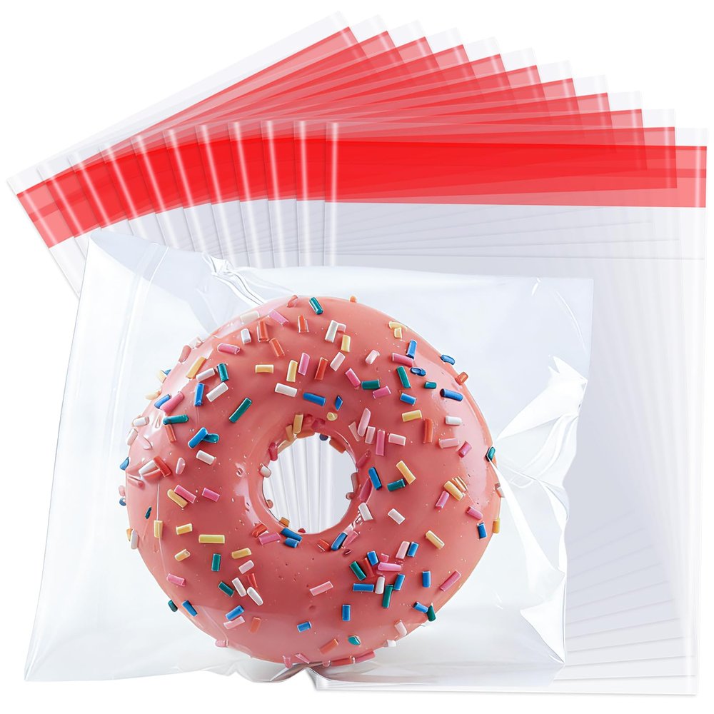 200 Pcs Self Adhesive Cookie Bags, 4 x 6 Inches Self Sealing Cellophane Bags, Clear Resealable Cellophane Bag for Packaging, Cookies, Gifts, Candy, Food