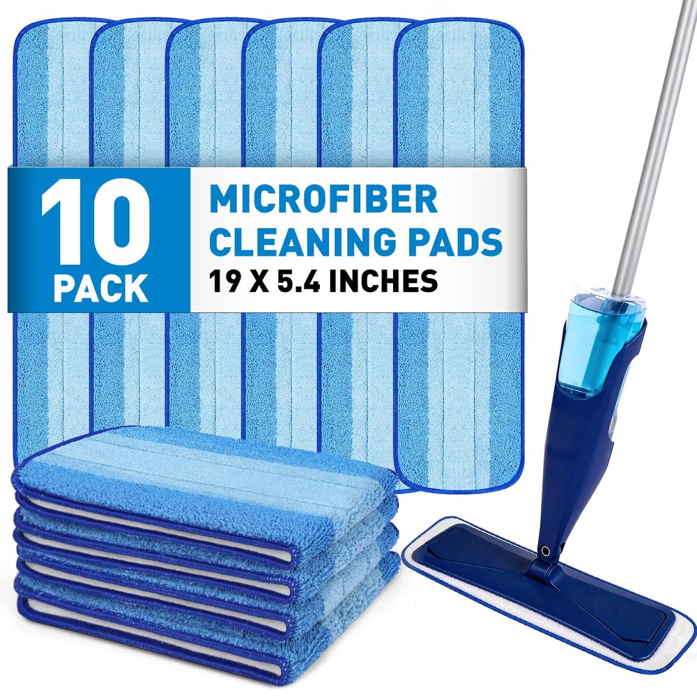 10 Pack Microfiber Cleaning Pads Compatible with Bona Mop, 18 Inch Hardwood Floor Replacement Cleaner Pads, Washable & Reusable Microfiber Mop Pads for Hard Surface Floors