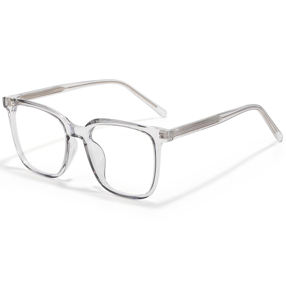 ANRRI Oversized Square Blue Light Glasses for Women Men, Thick Frame Computer Glasses, Anti Eyestrain, UV Protection Gaming Grey Eyewear
