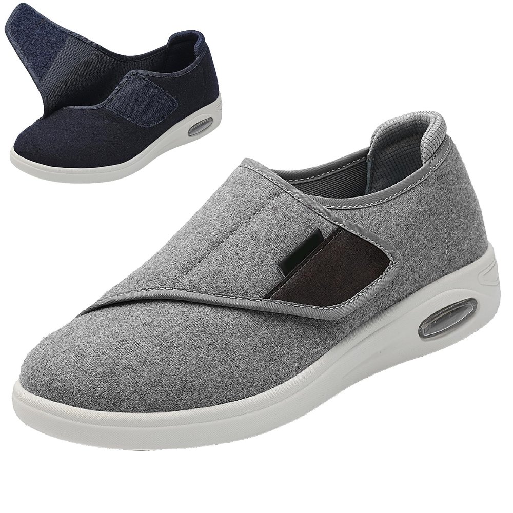 Men Diabetic Shoes Wide Width Lightweight Walking Shoes with Adjustable Closure Non Slip Air Cushion Breathable Women Swollen Feet Slippers for Diabetics