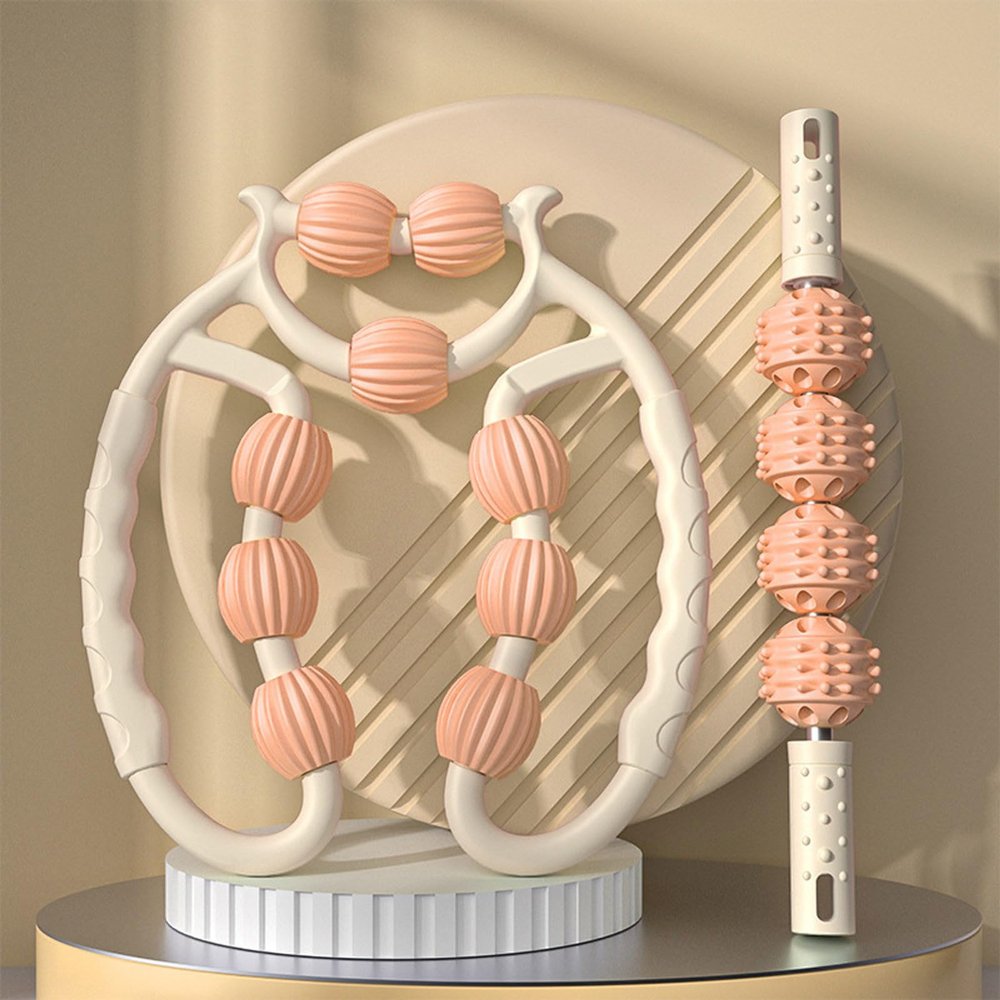 15 Wheels Massage Roller, Circular Leg Clamp for Cellulite, Massage Roller for Legs, Wheel Circular Leg Clamp for Thighs Arm Indoor Sports Yoga Bodybuilding Equipment, Muscle Relaxer (Orange_B)