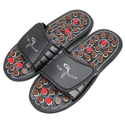 TruekartDeals Spring Acupressure Magnetic Therapy Sandals Yoga Paduka Foot Massager Slipper with Rotating Acupressure Points for Men & Women (Brown, 9)