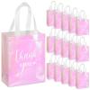 Sweetude 30 Pcs Thank You Gift Bags with Handles, Reusable Non Woven Foldable Goodie Bags Bulk for Graduation Teacher Appreciation Wedding Bridesmaid Favors(10 x 8 x 4 Inch,Laser Pink) view 1