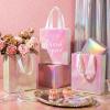 Sweetude 30 Pcs Thank You Gift Bags with Handles, Reusable Non Woven Foldable Goodie Bags Bulk for Graduation Teacher Appreciation Wedding Bridesmaid Favors(10 x 8 x 4 Inch,Laser Pink) view 2