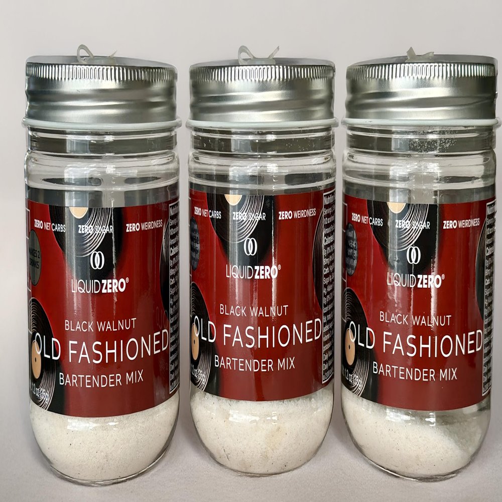 Liquid Zero Old Fashioned Cocktail Drink Mix Trio (3 Jars, 6-9 Servings)