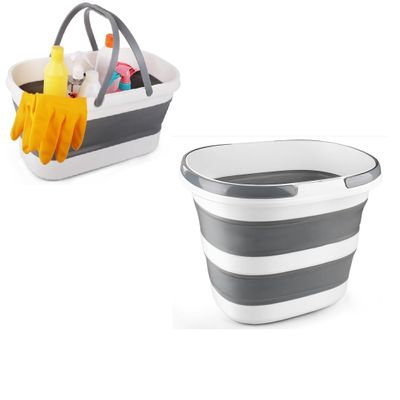 12L Collapsible Mop Bucket with Wheels, 16L(4.2 Gallon) Silicone Square Mopping Bucket for Windows Cleaning or Car Washing, Plastic Buckets with Handle Laundry Wash Basin Tub Water Pail