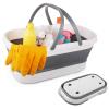 12L Collapsible Mop Bucket with Wheels, 16L(4.2 Gallon) Silicone Square Mopping Bucket for Windows Cleaning or Car Washing, Plastic Buckets with Handle Laundry Wash Basin Tub Water Pail view 2