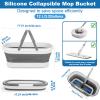 12L Collapsible Mop Bucket with Wheels, 16L(4.2 Gallon) Silicone Square Mopping Bucket for Windows Cleaning or Car Washing, Plastic Buckets with Handle Laundry Wash Basin Tub Water Pail view 3