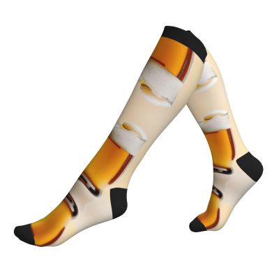 Beer Foam Print Compression Socks For Women & Men,15-20 Mmhg Graduated Support,For Running Travel Sports