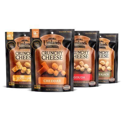 Umlands Crunchy Cheese High Protein Keto Snack Variety Pack (4 Flavors: Cheddar, Colby Jack, Pepper Jack, Gouda) | 0g Sugar, Low Carb, Gluten-Free