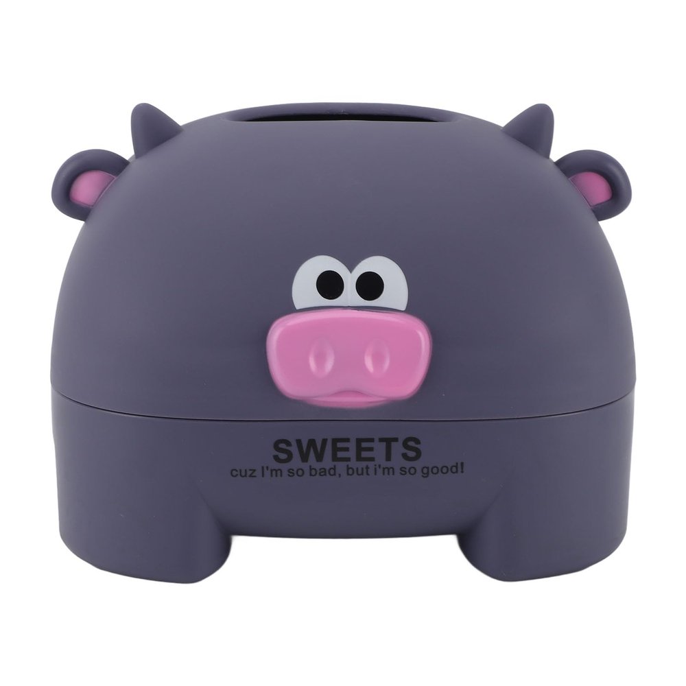 Animal Tissue Box Cover | Cartoon Design for Kitchen/Living Room/Office | Cute Paper Storage Box with Easy Refill, Sturdy PP Material (Purple Cow)