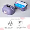 Animal Tissue Box Cover | Cartoon Design for Kitchen/Living Room/Office | Cute Paper Storage Box with Easy Refill, Sturdy PP Material (Purple Cow) view 2