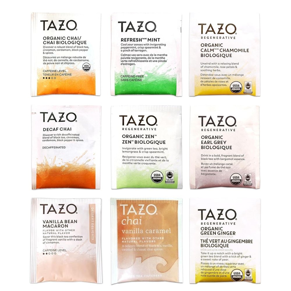 Assorted Tea Bags 18 Count 9 Flavor Variety Pack Premium Hot Beverage Sampler, Gourmet Tea Selection for Home, Office, Christmas Gift