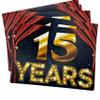 15 Year Work Anniversary Greeting Cards - 10 Pack Black and Gold Theater Design, 15 Year Work Anniversary Card, Blank Inside, Includes Kraft Envelopes, Made in USA - 15 Year Card - 1205 view 1