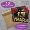 15 Year Work Anniversary Greeting Cards - 10 Pack Black and Gold Theater Design, 15 Year Work Anniversary Card, Blank Inside, Includes Kraft Envelopes, Made in USA - 15 Year Card - 1205 view 2