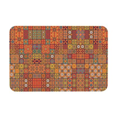 Group of Moroccan Geometric Printing 15.7x23.6in Diatomaceous Mat, Autumn Soft Floor Mat, Shower Cushion,Anti Slip Rubber Back