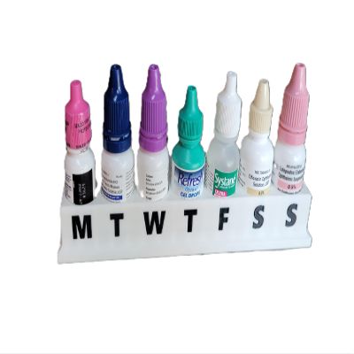 Znet3D Eye Drop Bottle Holder & Weekly Organizer 7-Day Labeled Tray for Easy Tracking Durable, Lightweight Design Keeps Eye Drop Bottles Neat, Accessible & On Schedule