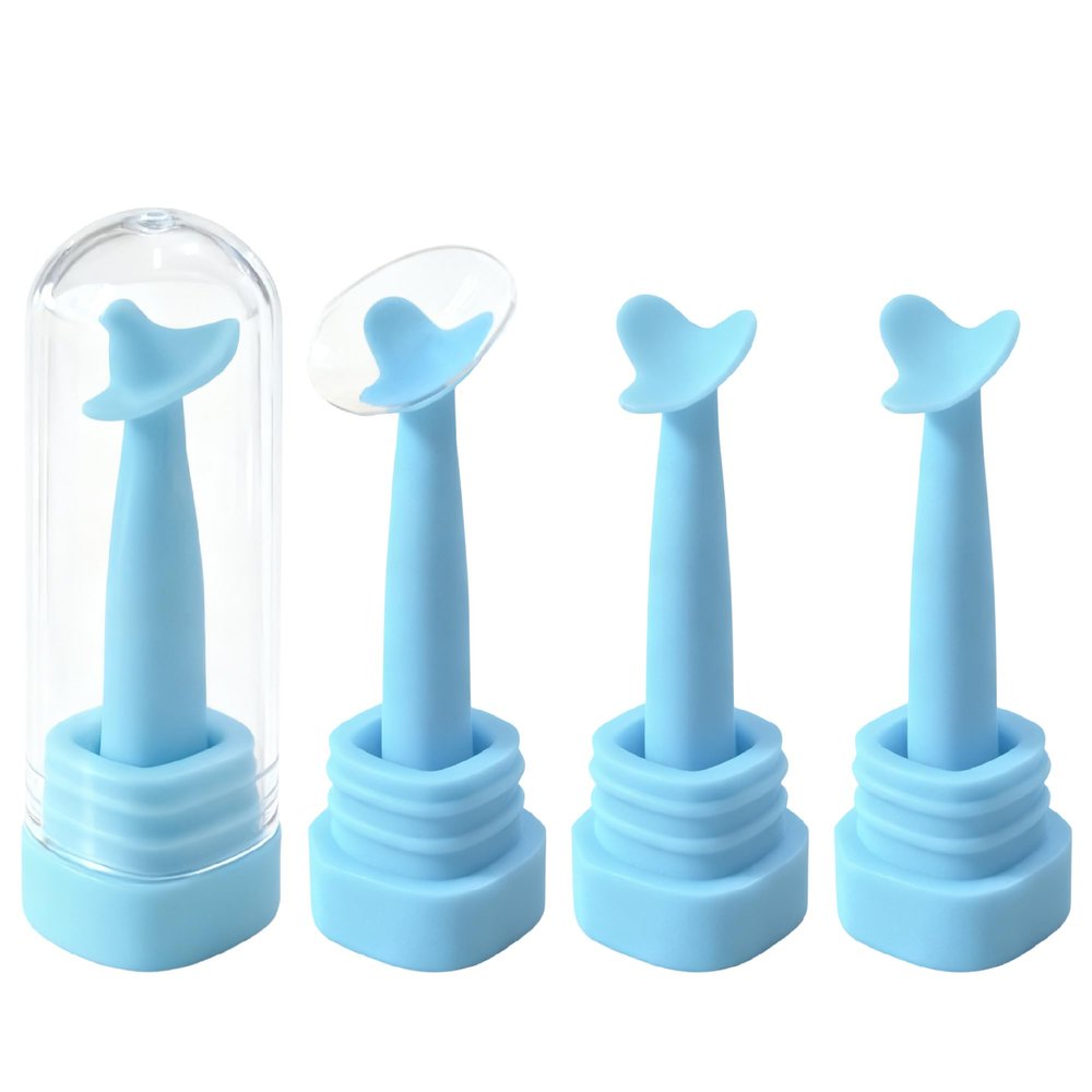 4PCS Hard Contact Lens Inserter Stand, Lens Inserter (Not Remover) with Storage Box Suction Cup Base for Stable Placement, Soft Silicone for Accurate Lens Insertion for RGP/OK Lens Applicator Holder