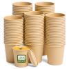 100Pack 12oz Paper Soup Container Cup with Vented Lids, Disposable Paper Food Container Kraft Dessert Bowl Soup Bowls, Microwavable and Freezer Safe for Hot Soup, Ice Cream (100 Pcs - Kraft, 12 oz) view 1