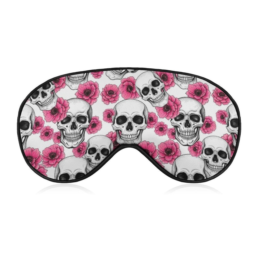 Comfortable Night Eye Shade Pink Flowers Sugar Skulls Soft Sleeping Mask Block Out Light Eye Cover Eyeshade for Women Men