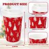 JarThenaAMCS 100Pcs Christmas Disposable Coffee Cups with Lids 16oz Paper Cups Red White Xmas Tree Corrugated Ripple Wall Insulated Hot Cup for Xmas Winter Supplies view 2