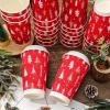 JarThenaAMCS 100Pcs Christmas Disposable Coffee Cups with Lids 16oz Paper Cups Red White Xmas Tree Corrugated Ripple Wall Insulated Hot Cup for Xmas Winter Supplies view 3