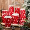 JarThenaAMCS 100Pcs Christmas Disposable Coffee Cups with Lids 16oz Paper Cups Red White Xmas Tree Corrugated Ripple Wall Insulated Hot Cup for Xmas Winter Supplies view 4
