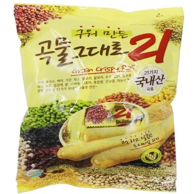 Baked Crispy Roll 21 Korean Multigrain Snack with Cheese, Individually Wrapped, 100% Made in Korea, Healthy Oven-Baked Treat, 6.35oz, 180g.