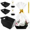 10PACK Empty Gift Basket Set, 10x10Kraft Market Tray Gift Basket with 10 Bows 10 Bags Empty Gift Baskets for Christmas Thanksgiving Valentine Easter Wedding Birthday Party Gift Wrapping (Black) view 1