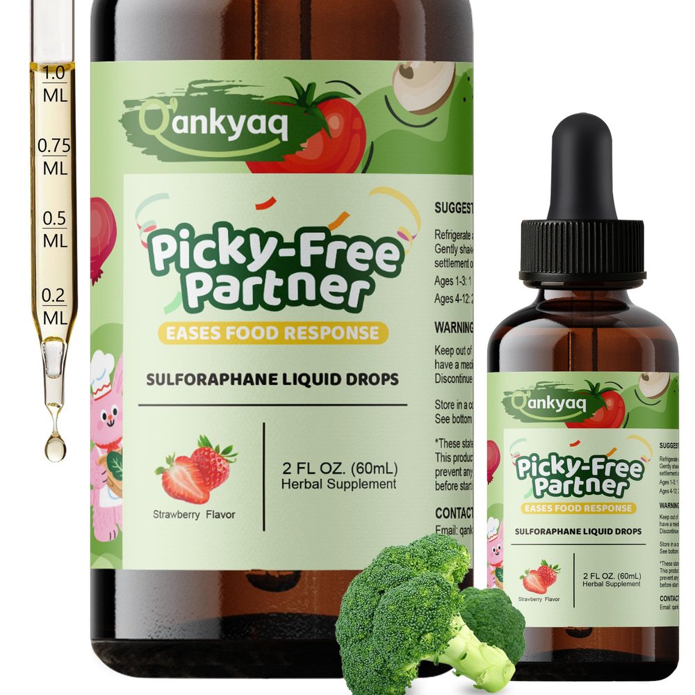 Kids Sulforaphane Supplement, Broccoli Sprout Extract Liquid, Kids Appetite Booster ( ages 1+), & Vegetable Nutrition Gap in Picky Eaters, Veggie Supplements with Strawberry Flavor - No Sugar, Vegan