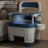 Adult Portable Bedside Commode, Toilet Chair Seat with Handles, Portable Anti-Slip Bedside Commode with Armrest Seat Height Adjustable, Rugged Construction Potty Chair for Adults Load 882Lbs Blue view 3