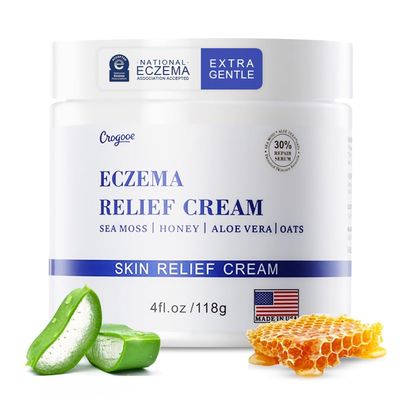 Auteli Natural Soothing Eczema Cream - Honey & Sea Moss - Organic Eczema Relief Cream - for Face & Body, Natural Dry Skin Repair (4 oz)