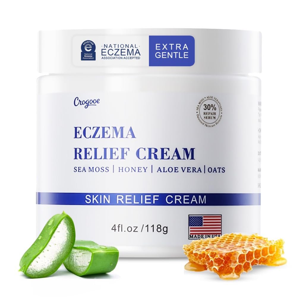 Auteli Natural Soothing Eczema Cream - Honey & Sea Moss - Organic Eczema Relief Cream - for Face & Body, Natural Dry Skin Repair (4 oz)